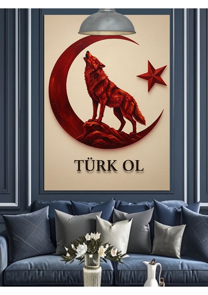 Türk Ol Ay Yıldız Kurt Dekoratif Kanvas - Mdf Ahşap Tablo fiyatları
