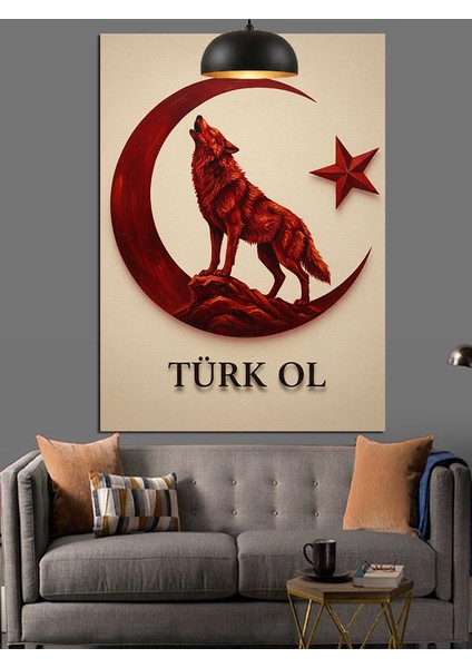 Türk Ol Ay Yıldız Kurt Dekoratif Kanvas - Mdf Ahşap Tablo modelleri