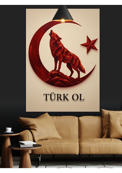 Türk Ol Ay Yıldız Kurt Dekoratif Kanvas - Mdf Ahşap Tablo indirimleri