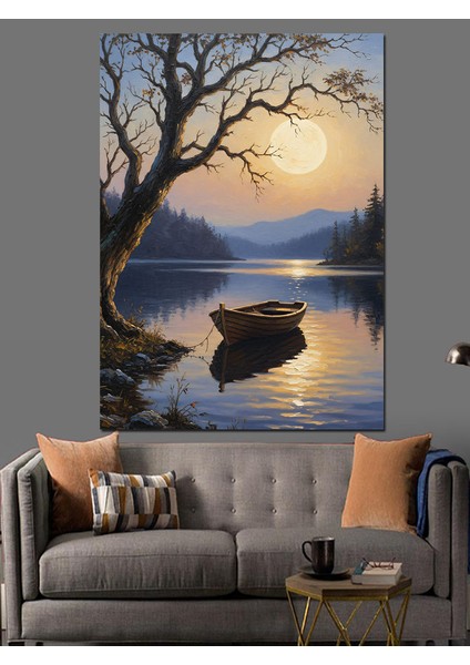 Dolunay Gölge Ağaç Manzara Dekoratif Kanvas - Mdf Ahşap Tablo fiyatları