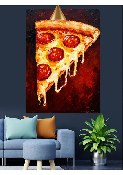 Sucuklu Pizza Dilimi Dekoratif Kanvas - Mdf Ahşap Tablo fiyatları