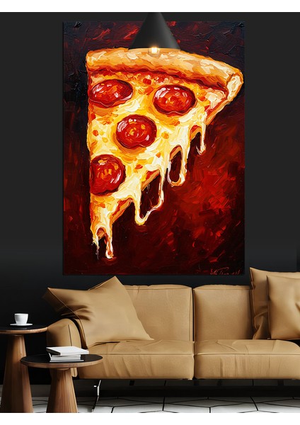 Sucuklu Pizza Dilimi Dekoratif Kanvas - Mdf Ahşap Tablo modelleri