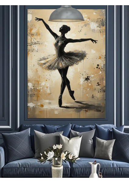Dans Eden Balerin Eskitme Sanatı Dekoratif Kanvas - Mdf Ahşap Tablo