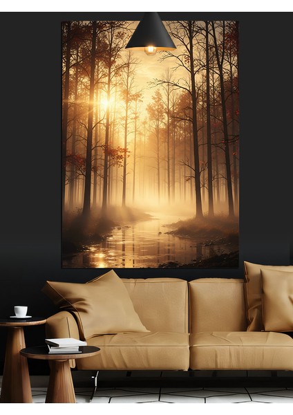 Sisli Havada Orman Dekoratif Kanvas - Mdf Ahşap Tablo