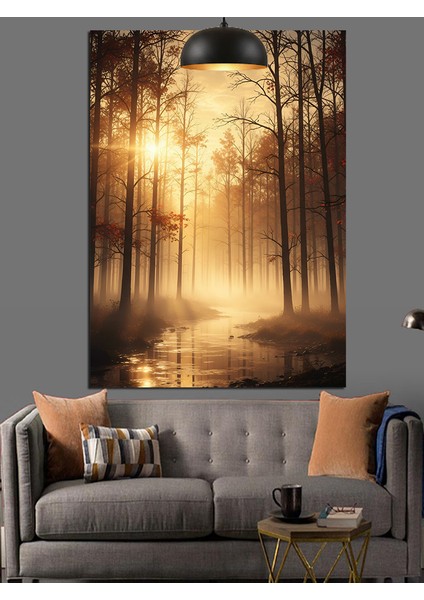 Sisli Havada Orman Dekoratif Kanvas - Mdf Ahşap Tablo fırsatları