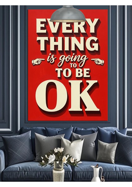 Ingilizce Her Şey Iyi Olacak Yazan Afiş Dekoratif Kanvas - Mdf Ahşap Tablo