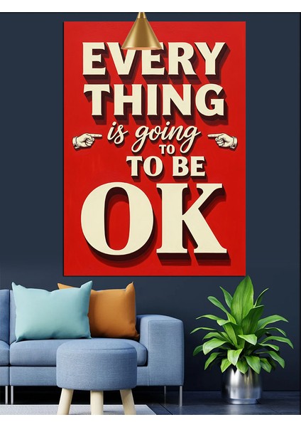 Ingilizce Her Şey Iyi Olacak Yazan Afiş Dekoratif Kanvas - Mdf Ahşap Tablo modelleri