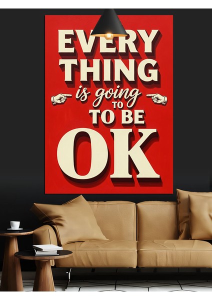Ingilizce Her Şey Iyi Olacak Yazan Afiş Dekoratif Kanvas - Mdf Ahşap Tablo fırsatları