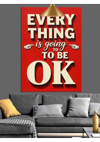 Ingilizce Her Şey Iyi Olacak Yazan Afiş Dekoratif Kanvas - Mdf Ahşap Tablo indirimleri
