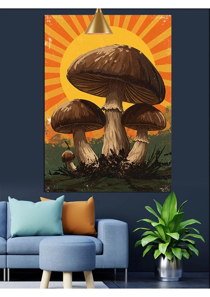 Dev Mantarlar Aydınlık Orman Dekoratif Kanvas - Mdf Ahşap Tablo