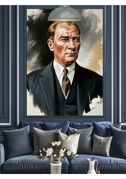 Mustafa Kemal Atatürk Portresi Dekoratif Kanvas - Mdf Ahşap Tablo modelleri