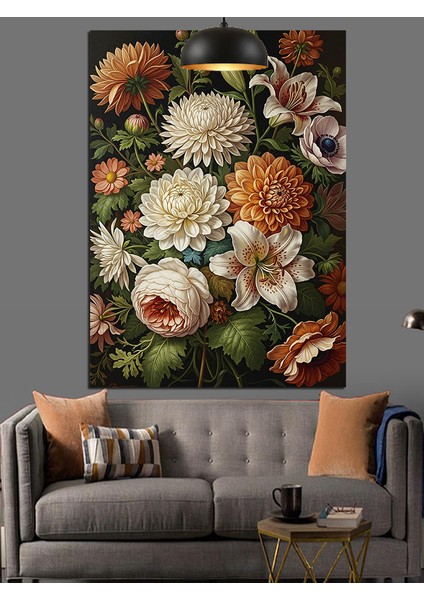 Kurutulmuş Çiçekler Sanatsal Düzenleme Dekoratif Kanvas - Mdf Ahşap Tablo fırsatları