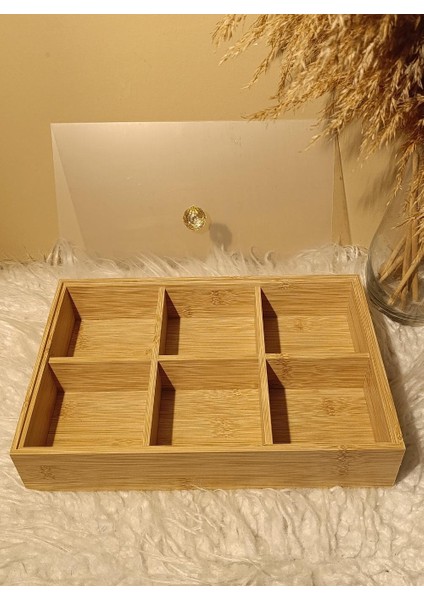 Ahşap Bambu 6 Bölmeli Kapaklı Poşet Sallama Bitki Çayı Saklama Kutusu Kabı fiyatları