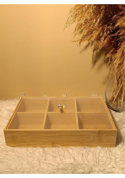 Ahşap Bambu 6 Bölmeli Kapaklı Poşet Sallama Bitki Çayı Saklama Kutusu Kabı fırsatları