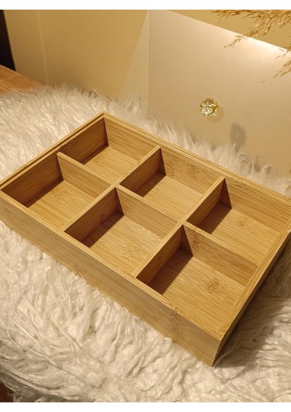 Ahşap Bambu 6 Bölmeli Kapaklı Poşet Sallama Bitki Çayı Saklama Kutusu Kabı indirimleri