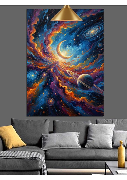Uzay Boşluğu Gece Yıldız Gezegen Dekoratif Kanvas - Mdf Ahşap Tablo fiyatları