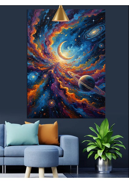 Uzay Boşluğu Gece Yıldız Gezegen Dekoratif Kanvas - Mdf Ahşap Tablo indirimleri