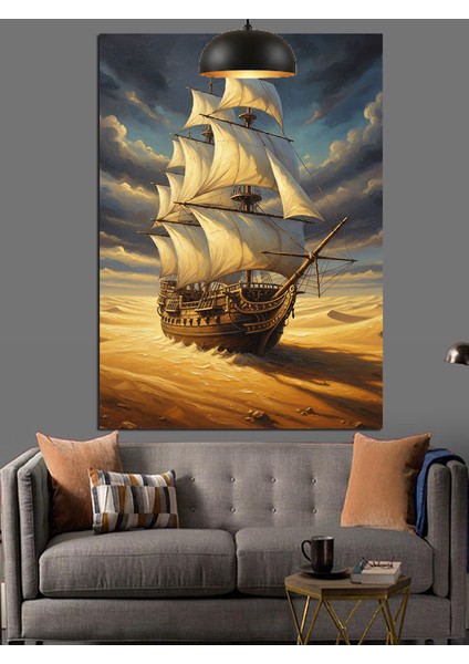 Yelkenli Gemi Okyanus Çöl Dekoratif Kanvas - Mdf Ahşap Tablo fiyatları
