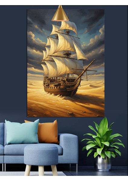 Yelkenli Gemi Okyanus Çöl Dekoratif Kanvas - Mdf Ahşap Tablo modelleri