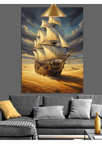 Yelkenli Gemi Okyanus Çöl Dekoratif Kanvas - Mdf Ahşap Tablo indirimleri