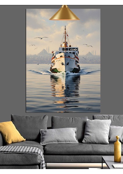 Şehir ,deniz ve Vapur Dekoratif Kanvas - Mdf Ahşap Tablo fiyatları
