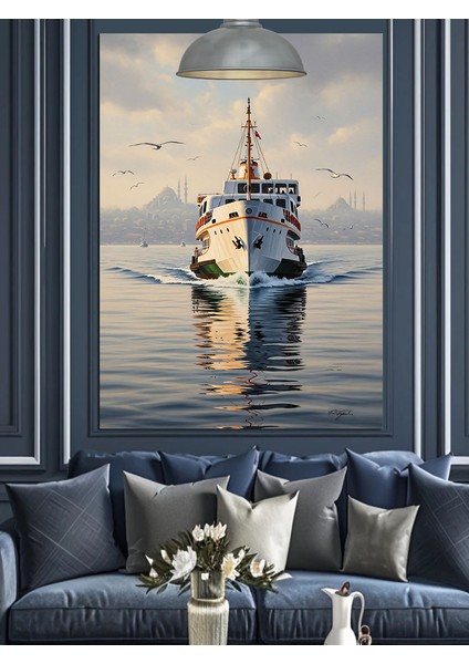 Şehir ,deniz ve Vapur Dekoratif Kanvas - Mdf Ahşap Tablo modelleri