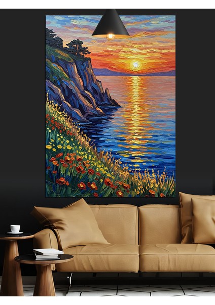 Deniz Gün Batımı Manzara Kıyı Dekoratif Kanvas - Mdf Ahşap Tablo modelleri