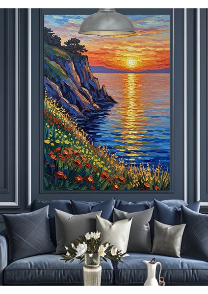 Deniz Gün Batımı Manzara Kıyı Dekoratif Kanvas - Mdf Ahşap Tablo indirimleri