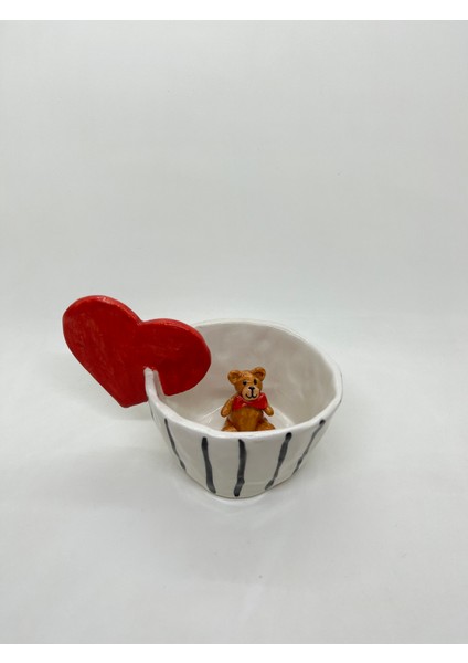 Kupa Kırmızı Kalp Kulplu Ayıcıklı El Yapımıı Sevimli Seramik Kupa fiyatları