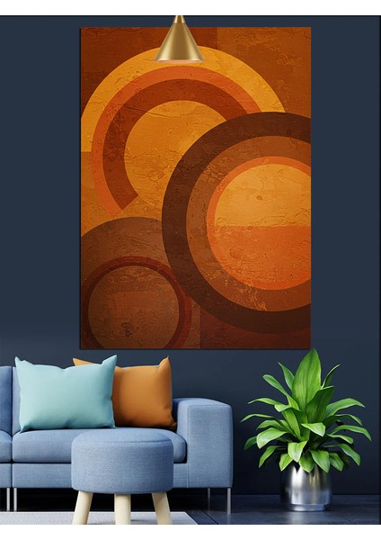 Geometrik Daireler Turuncu Kahve Tonlar Dekoratif Kanvas - Mdf Ahşap Tablo modelleri