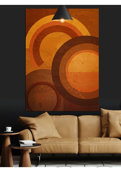 Geometrik Daireler Turuncu Kahve Tonlar Dekoratif Kanvas - Mdf Ahşap Tablo fırsatları