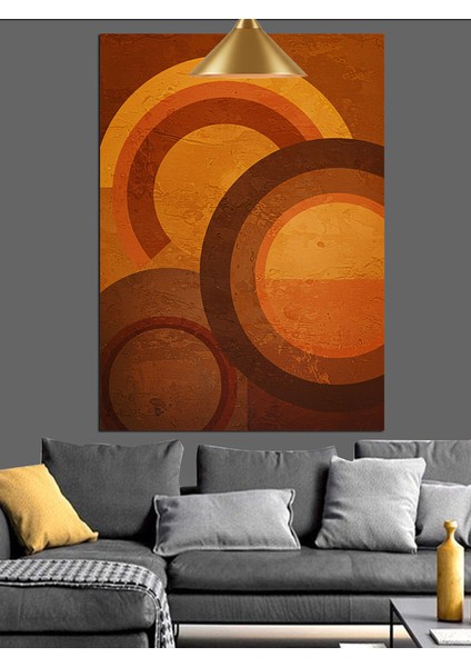 Geometrik Daireler Turuncu Kahve Tonlar Dekoratif Kanvas - Mdf Ahşap Tablo indirimleri