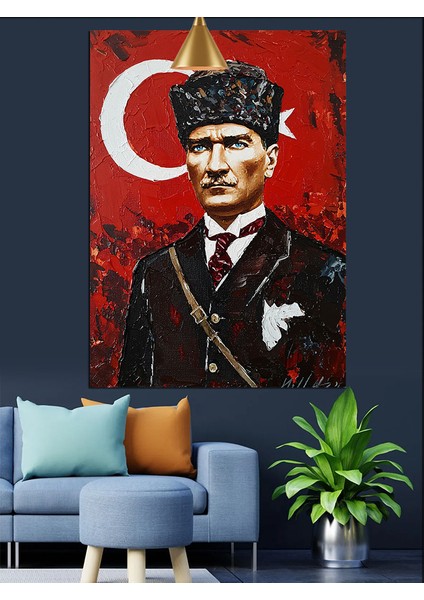 Atatürk Türk Bayrağı Tarihi Dekoratif Kanvas - Mdf Ahşap Tablo indirimleri