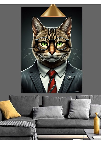 Kedi Takım Elbiseli Beyefendi Dekoratif Kanvas - Mdf Ahşap Tablo modelleri