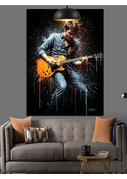 Gitar Çalan Müzisyen Figürü Dekoratif Kanvas - Mdf Ahşap Tablo modelleri