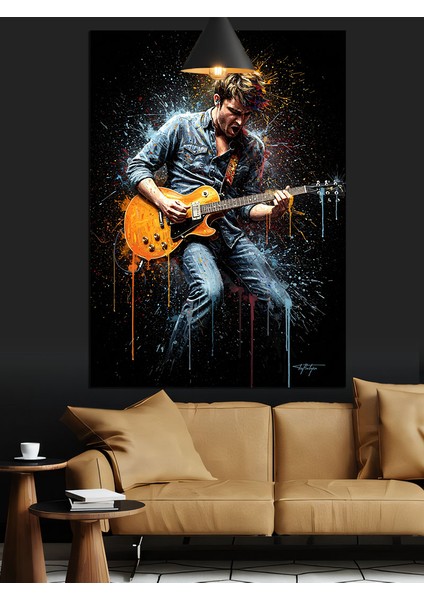 Gitar Çalan Müzisyen Figürü Dekoratif Kanvas - Mdf Ahşap Tablo indirimleri