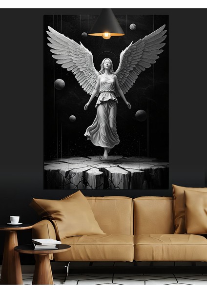 Siyah Beyaz Melek Figürü Dekoratif Kanvas - Mdf Ahşap Tablo modelleri