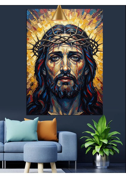Isa Mesih Dikenli Taç Kutsal Işık Dekoratif Kanvas - Mdf Ahşap Tablo fiyatları