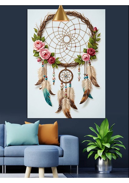 Düş Kapanı Çiçekler Tüy Dekoratif Kanvas - Mdf Ahşap Tablo fiyatları