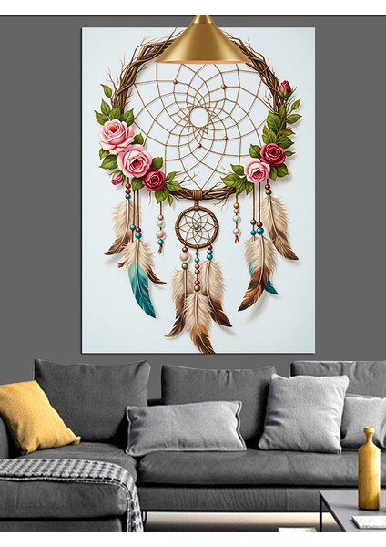 Düş Kapanı Çiçekler Tüy Dekoratif Kanvas - Mdf Ahşap Tablo fırsatları