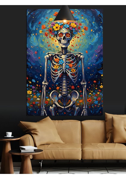 Iskelet Kadın Sanat Figürü Dekoratif Kanvas - Mdf Ahşap Tablo