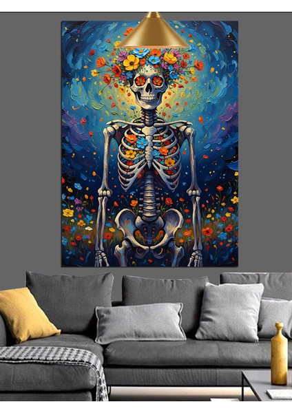 Iskelet Kadın Sanat Figürü Dekoratif Kanvas - Mdf Ahşap Tablo fiyatları