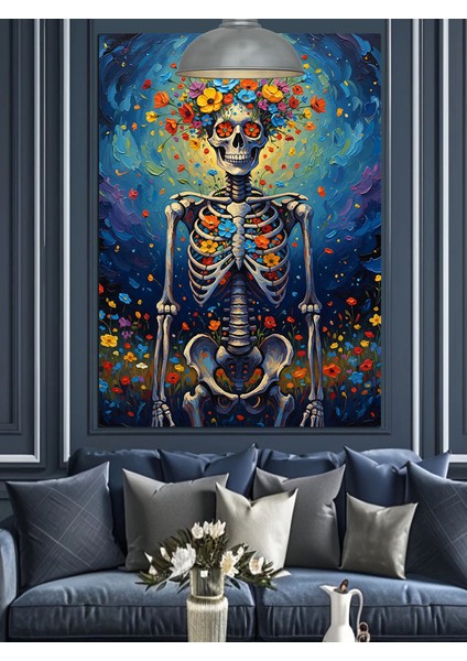 Iskelet Kadın Sanat Figürü Dekoratif Kanvas - Mdf Ahşap Tablo modelleri