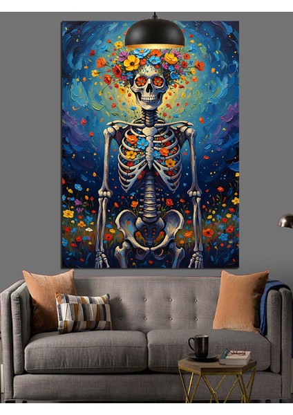 Iskelet Kadın Sanat Figürü Dekoratif Kanvas - Mdf Ahşap Tablo fırsatları
