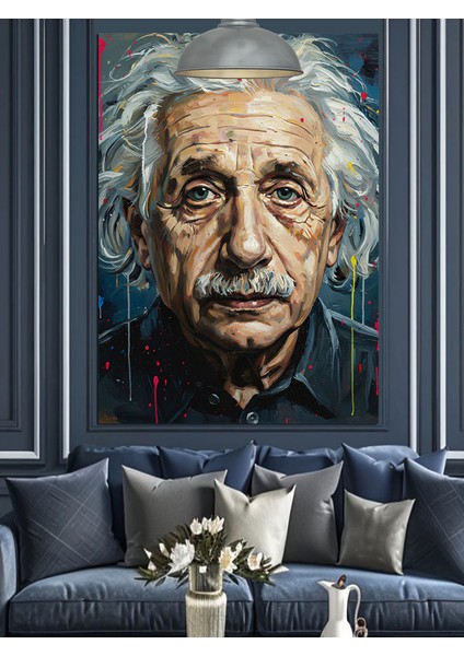 Albert Einstein Yaşlı Portresi Dekoratif Kanvas - Mdf Ahşap Tablo modelleri