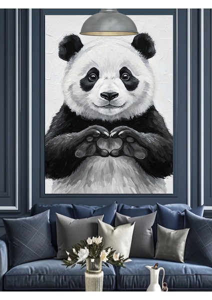 Panda Ayı Siyah Beyaz Dekoratif Kanvas - Mdf Ahşap Tablo modelleri