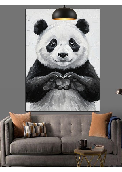 Panda Ayı Siyah Beyaz Dekoratif Kanvas - Mdf Ahşap Tablo fırsatları