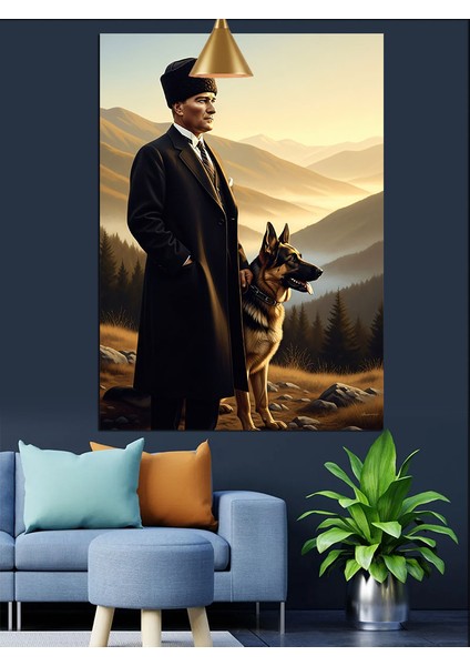 Atatürk ve Kurt Köpeği Dekoratif Kanvas - Mdf Ahşap Tablo indirimleri