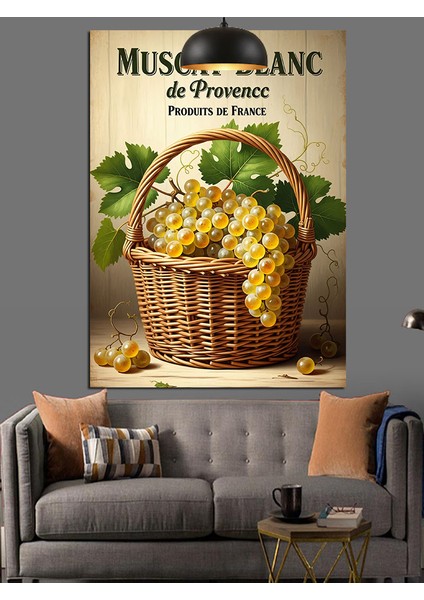 Meyve Sepeti Üzüm Klasik Dekoratif Kanvas - Mdf Ahşap Tablo
