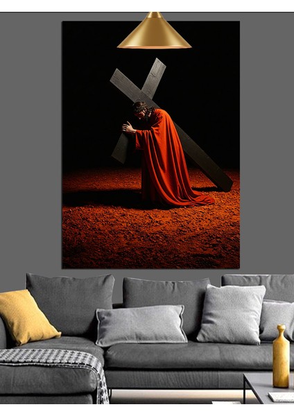 Haç Taşıyan Isa Metaforu Dekoratif Kanvas - Mdf Ahşap Tablo
